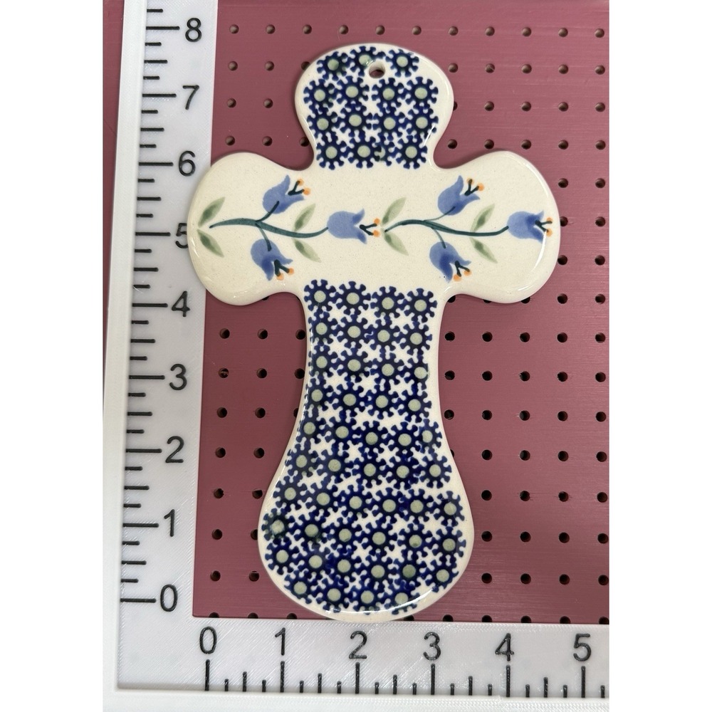 Polish Pottery Boleslawiec Ceramic Cross Wall Hanging Hand Made in Poland